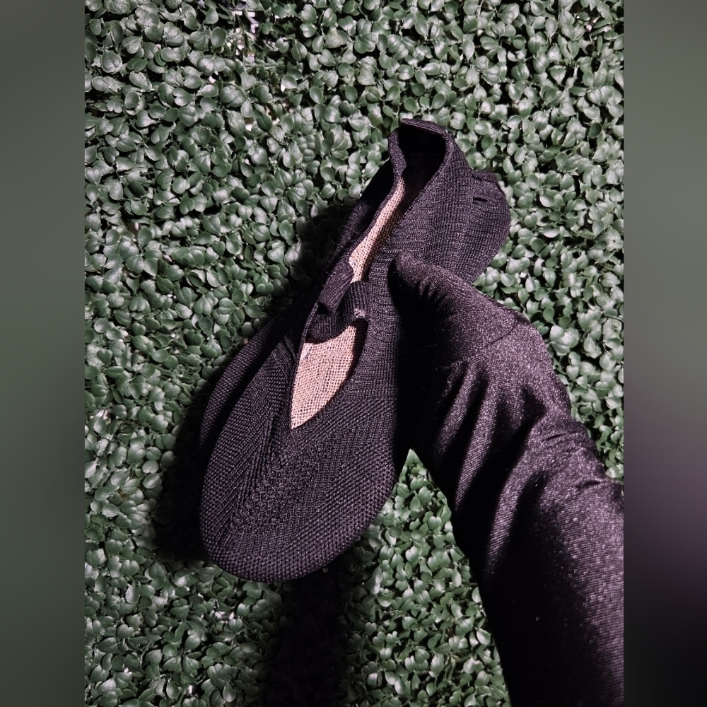Black Knit Slip-On Shoes